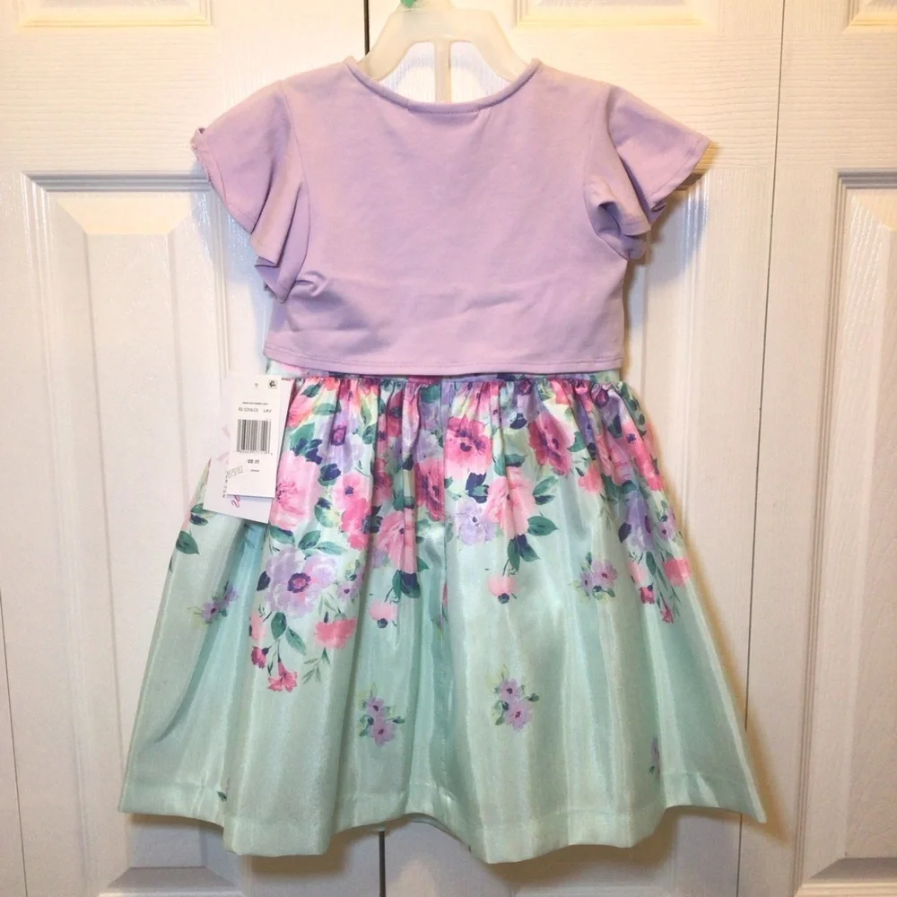Bonnie Jean Toddler Girls Floral Printed Dress and Cardigan Set Size 3T